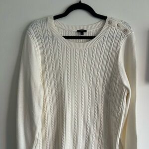 Talbots White Cotton Cable Sweater